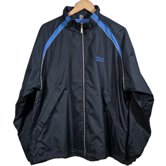 Vtg IBM Computer Full Zip Windbreaker Mens Jacket L Blue Software Technology - Picture 1 of 13